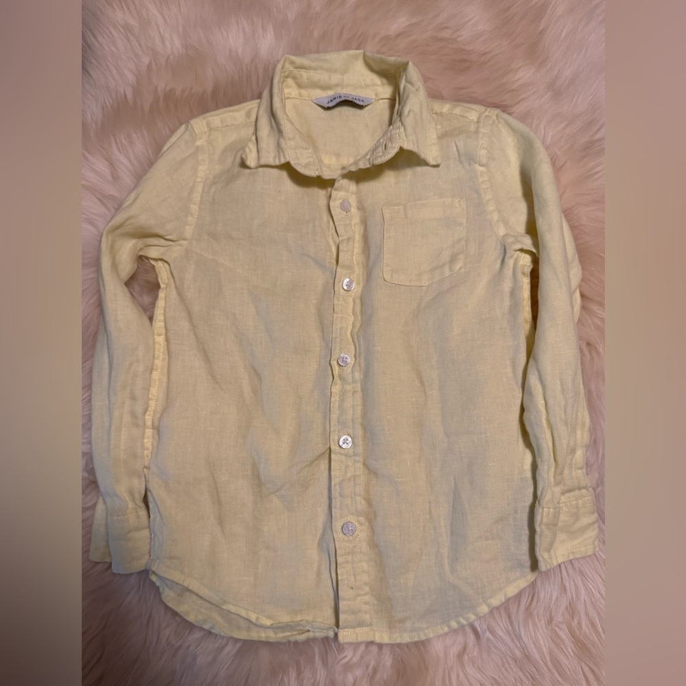 Janie and Jack Yellow Linen Button Down